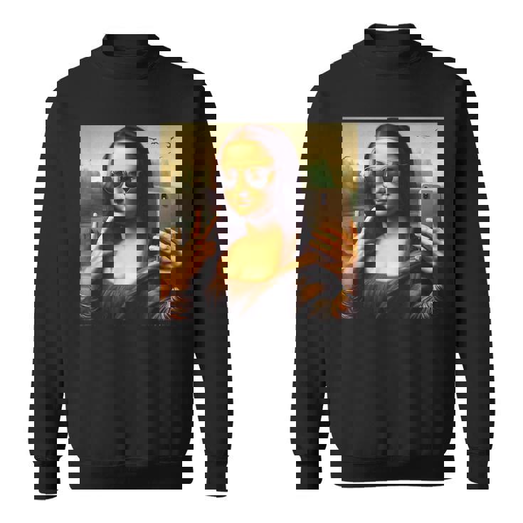 モナリザ・サングラスとセルフィー スウェットシャツ