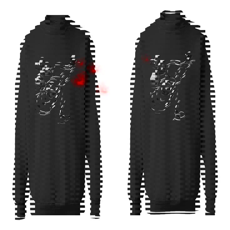 モノグラム イニシャル文字 K ラブ ハート スウェットシャツ