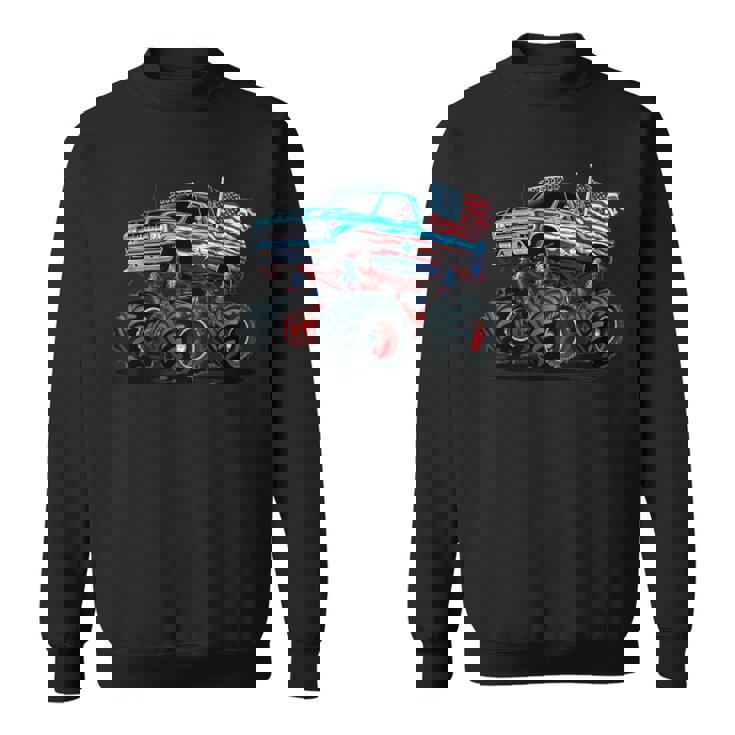 モンスタートラック 幼児用 キッズ アメリカ国旗 モンスタートラック スウェットシャツ