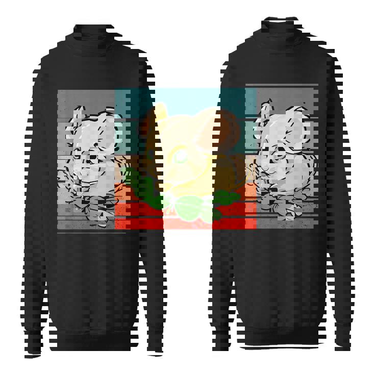 ヤマネ かわいい緑の葉 大きな目 愛らしい甘い動物 スウェットシャツ