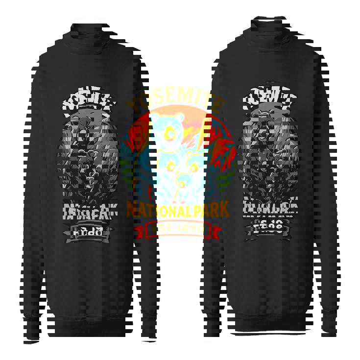 ヨセミテ国立公園 クマの家族 Est 1890 サンセットアート スウェットシャツ