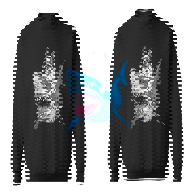 ライディング シャーク フレンチブルドッグ 長袖tシャツ スウェットシャツ