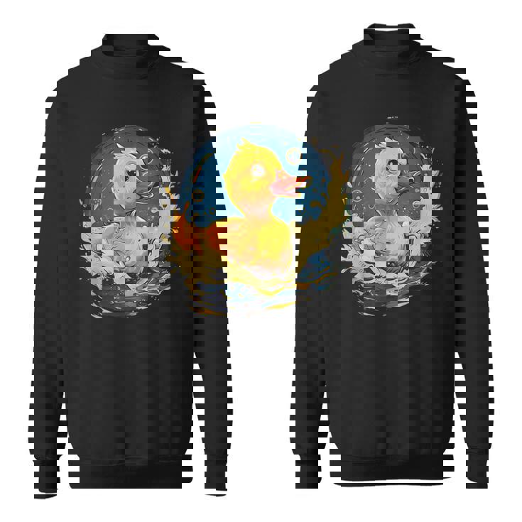 ラバーアヒル 水泳 お絵かき 水彩 ゴム ア スウェットシャツ