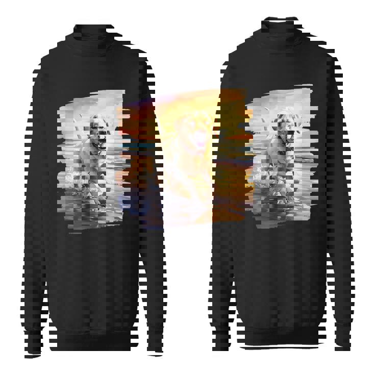 ラブラドールオンザビーチ、ラボ、犬、ラブラドール子犬 スウェットシャツ