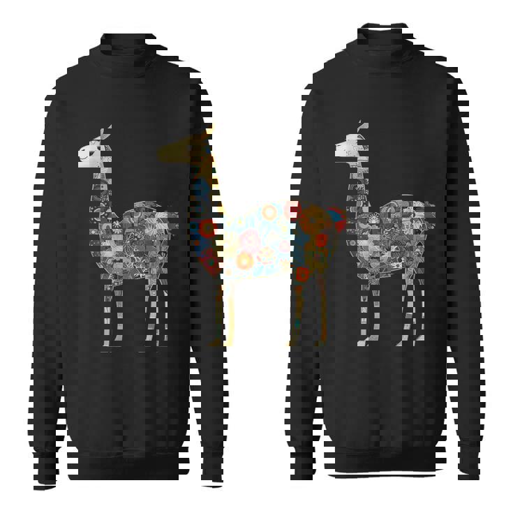 ラマ アルパカ フローラル カラフル 花 ペルーのお土産 スウェットシャツ