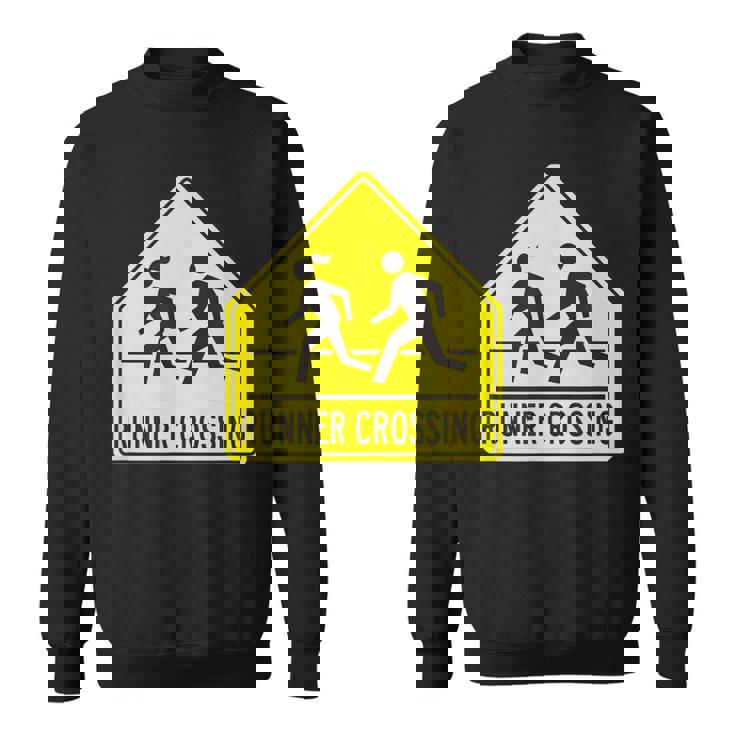 ランナー クロッシング サイン モチベーションを高める 面白い ランニング スウェットシャツ