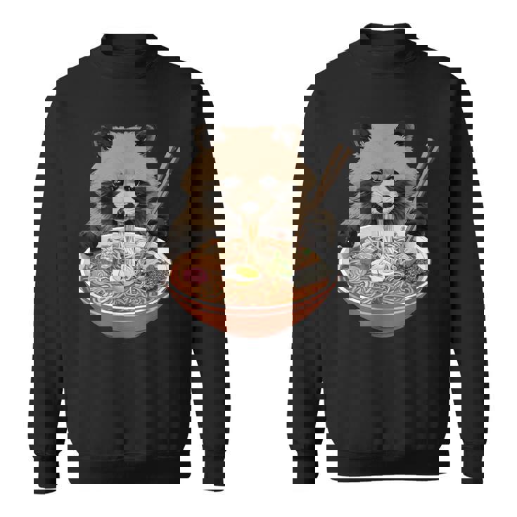 ラーメンたぬき タヌキ おもしろ ユニーク 動物 アニマル 狸 漢字 麺 グラフィック イラスト アニメ スウェットシャツ