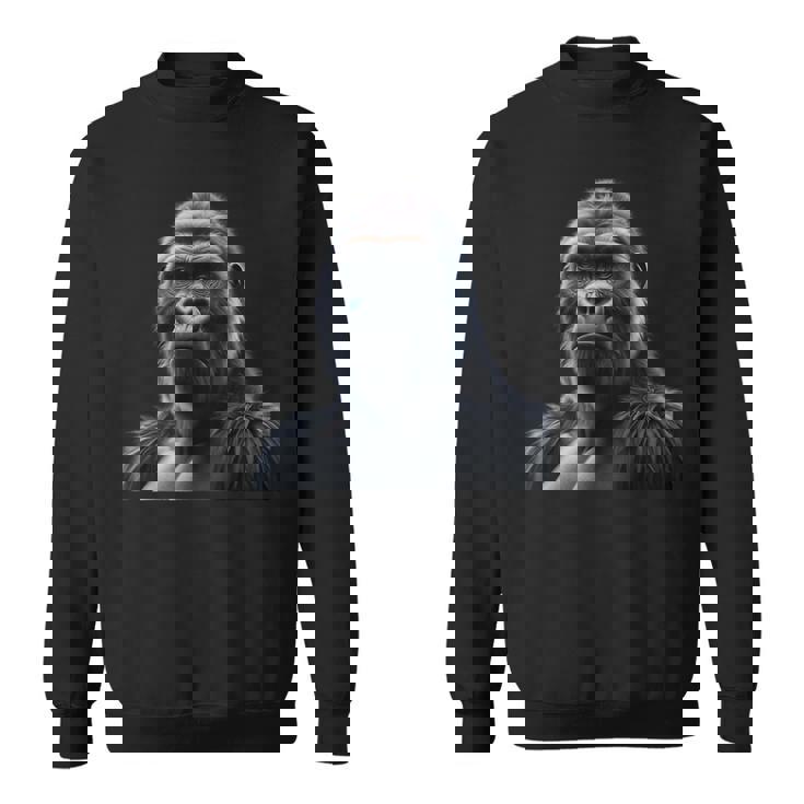 リアルなゴリラアートtシャツ、野生動物の霊長類の肖像画。 スウェットシャツ