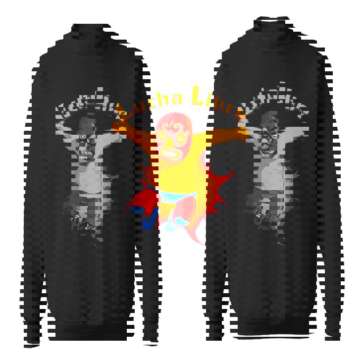 ルチャリブレメキシコ覆面レスラー漫画アクションポーズ スウェットシャツ