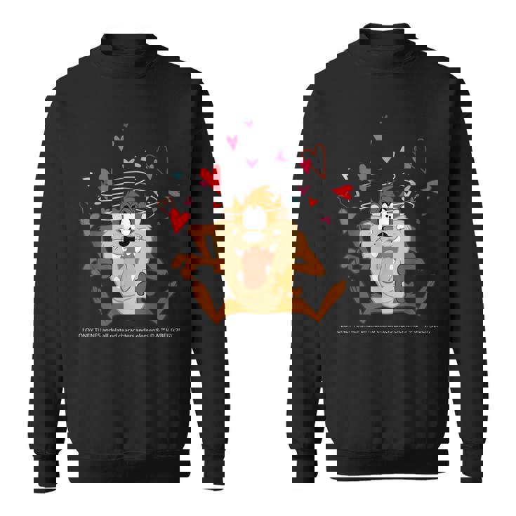 ルーニー・テューンズ タズ スピニング ハート 楽しい スウェットシャツ