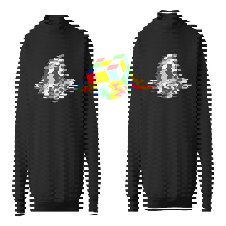 ルービックキューブパズル 溶けるクールなグラフィックデザイン スウェットシャツ