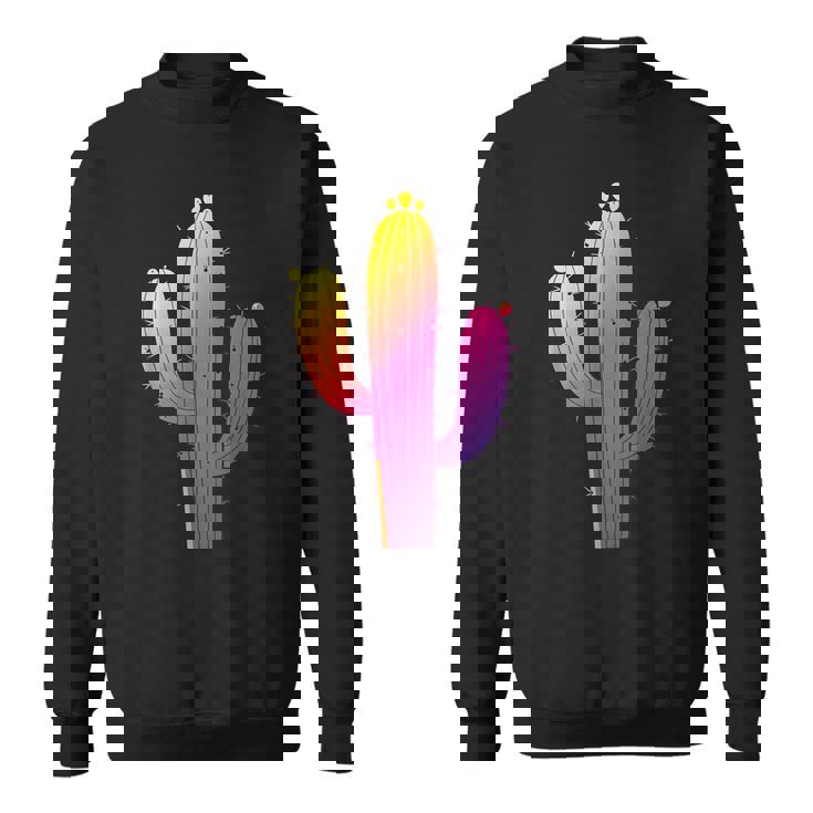 レインボーサボテン 砂漠の夕日と太陽の雰囲気 スウェットシャツ
