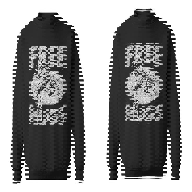 レスリングシャツ 面白いフリーハグレスリング スウェットシャツ