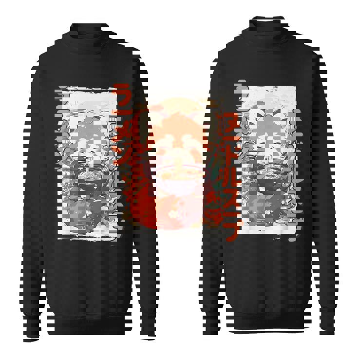 レッサーパンダ好きラーメン カワイイ猫 レッサーパンダラーメン スウェットシャツ