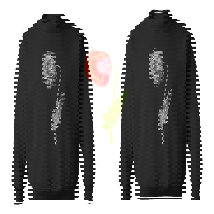 レッドポピーフラワー ボタニカルポピー レッドポピー スウェットシャツ