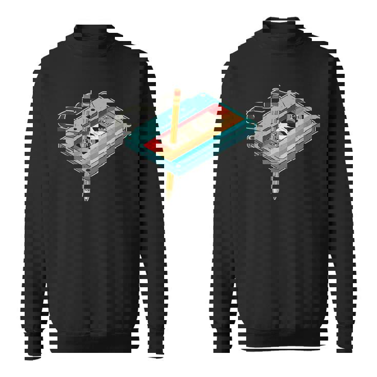 レトロ カセット テープ ペンシル 80 年代 90 年代の音楽ミックステープの振り返り スウェットシャツ