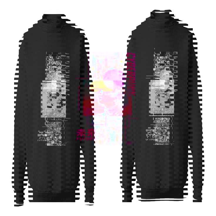 レトロなサイバーパンクヴェイパーウェーブ の 美学を取り入れた日本のサイバーパンクアニメ スウェットシャツ