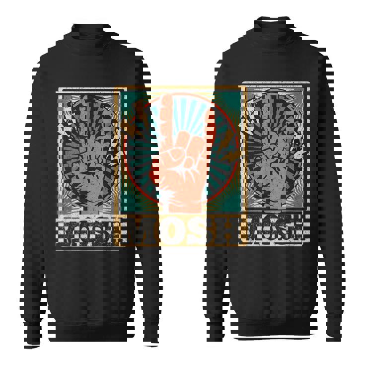 レトロなヴィンテージサインオブザホーンモッシュヘビーロックミュージック スウェットシャツ