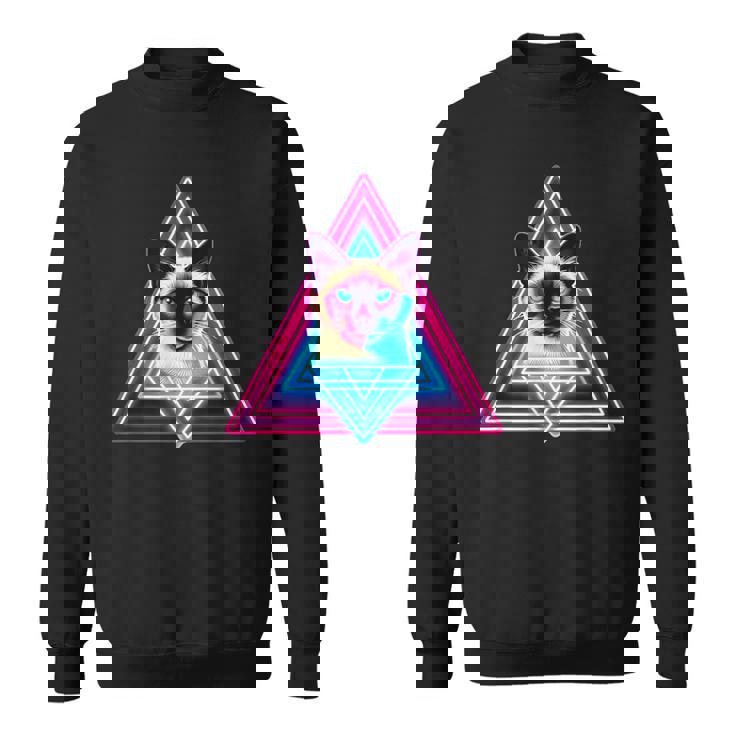 レトロな三角形のピラミッド猫のシャム猫 スウェットシャツ