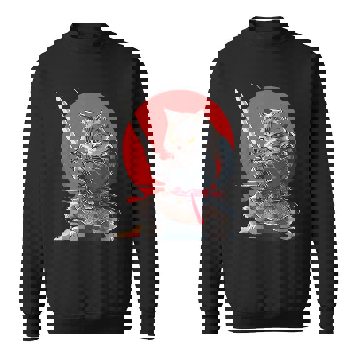 レトロな日本の侍猫グラフィック 猫愛好家 スウェットシャツ