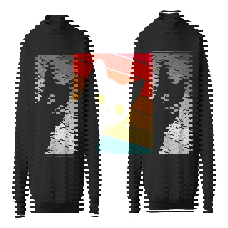 レトロな黒猫、ヴィンテージスタイルの黒猫。 スウェットシャツ