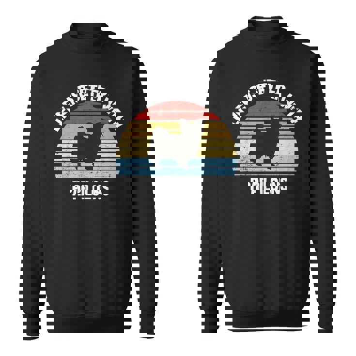 レトロパピヨン 犬 ギフト スウェットシャツ