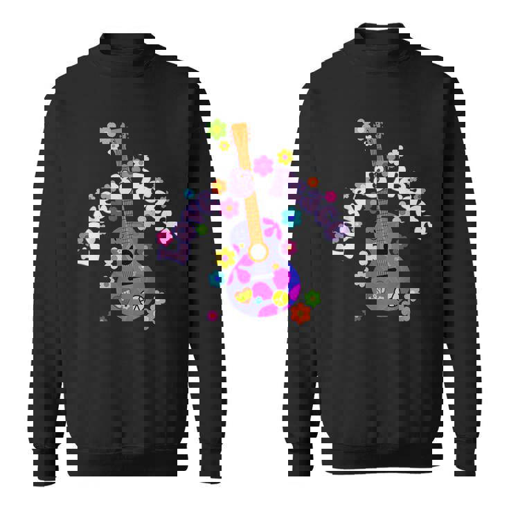 レトロフラワーパワーギター-ラブアンドピース2-ファンファン スウェットシャツ