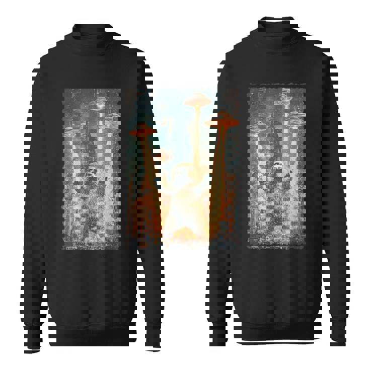 レトロ日本アニメ怪獣モンスターナマケモノセルフィー東京ufo スウェットシャツ