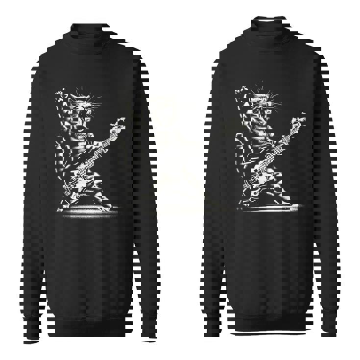ロッキーキャット ベースギター4面エレキベースプレーヤー スウェットシャツ