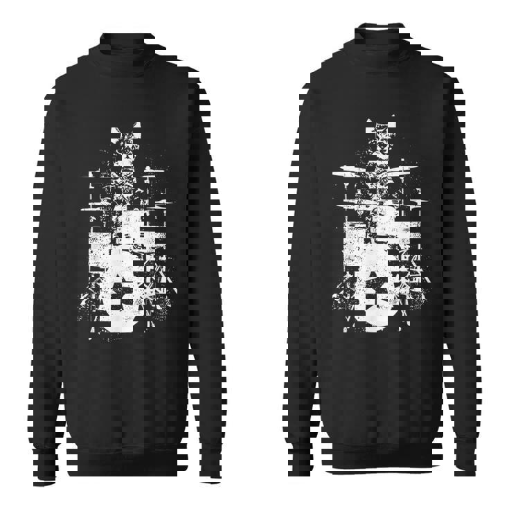 ロックスター ドラマー 猫 ドラム演奏 ミュージシャン バンド 音楽好き スウェットシャツ