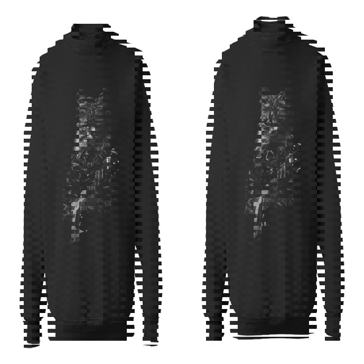 ロックンロールバンド ロックキャット ギターを弾く面白いギター猫 スウェットシャツ