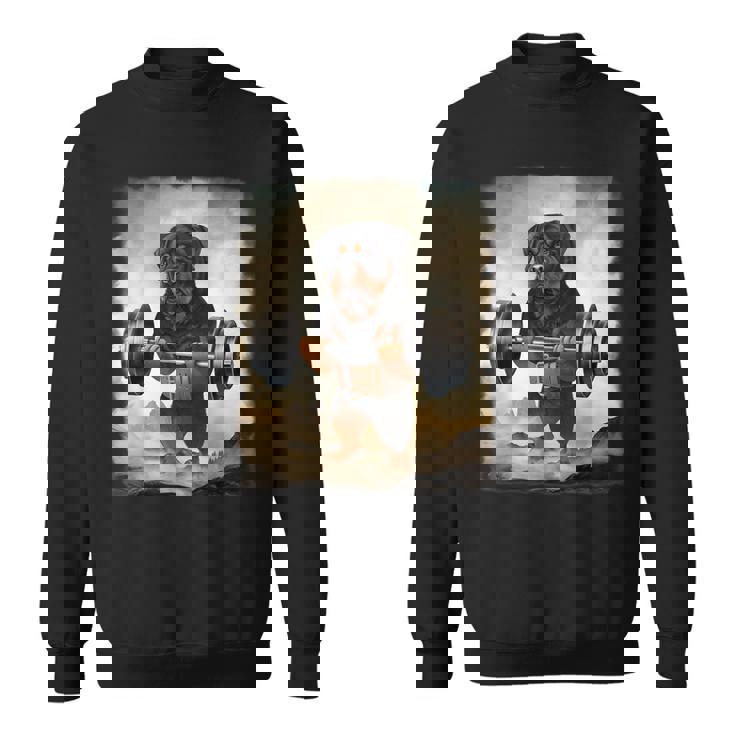 ロットワイラー 犬の筋トレ ウェイトリフティング スウェットシャツ