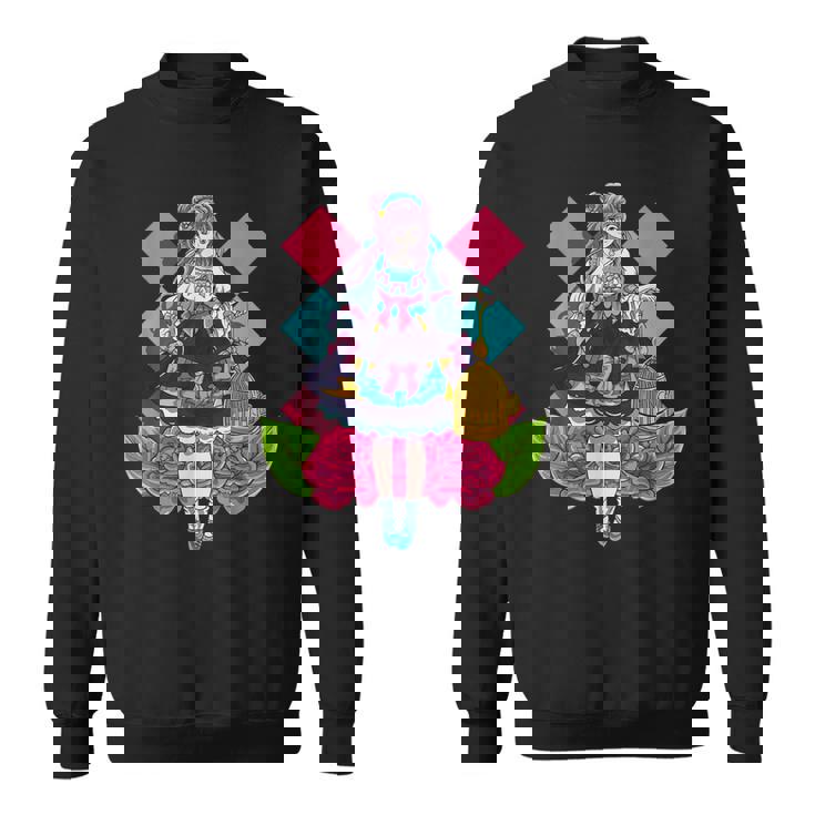 ロリータファッションをテーマにした鳥かごアニメデザイン スウェットシャツ