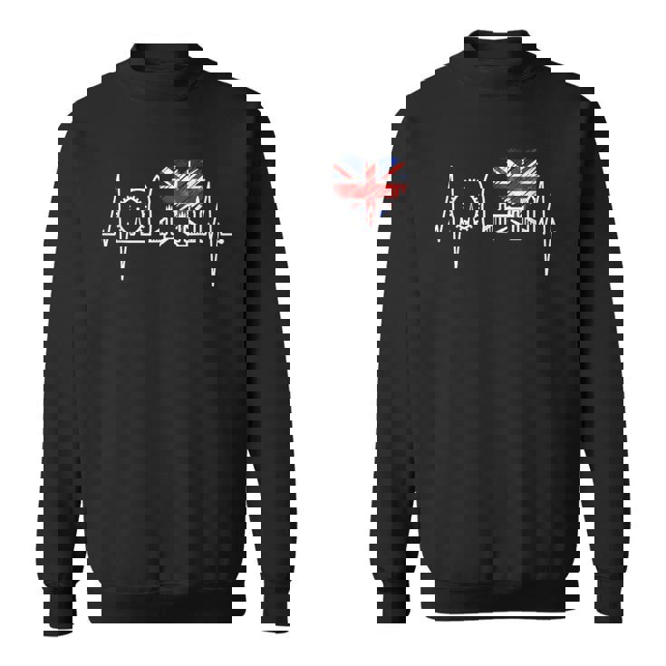 ロンドンのスカイラインハートビートフラッグハート アイラブロンドン スウェットシャツ