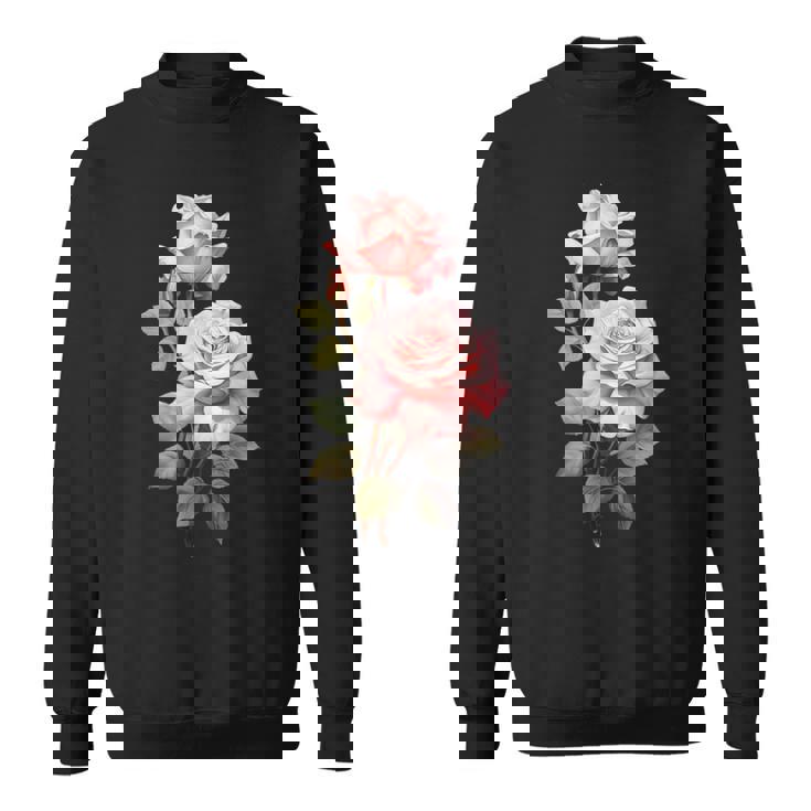 ローズシャツ 美しいピンクのバラとつぼみ スウェットシャツ