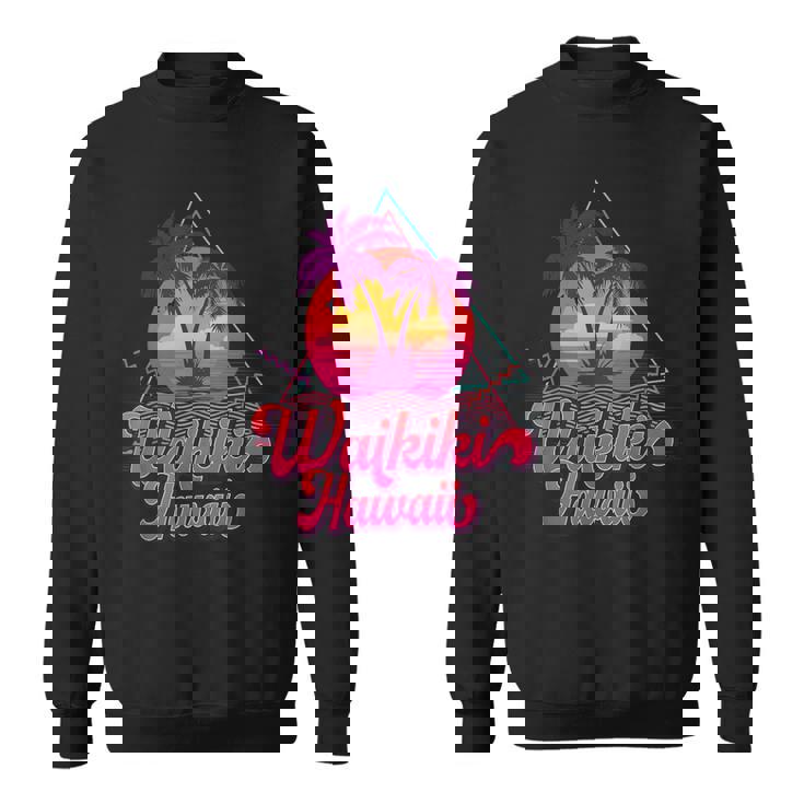 ワイキキ ビーチ バケーション ハワイ サーフ サンセット サーファー レトロ 80年代 スウェットシャツ