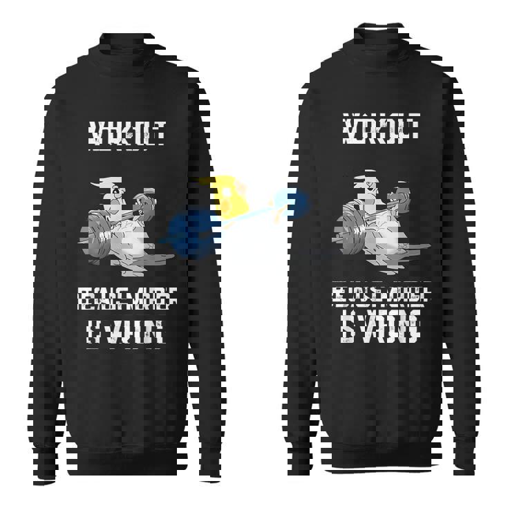 ワークアウト Because Murder Is Wrong 面白いオウム オカメインコ 鳥 スウェットシャツ