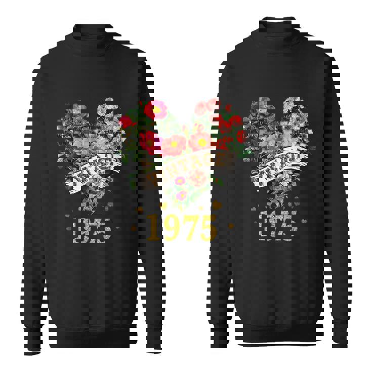 ヴィンテージ 1975年 楽しい かわいい 花柄 花 ラブハート 49歳の誕生日 スウェットシャツ