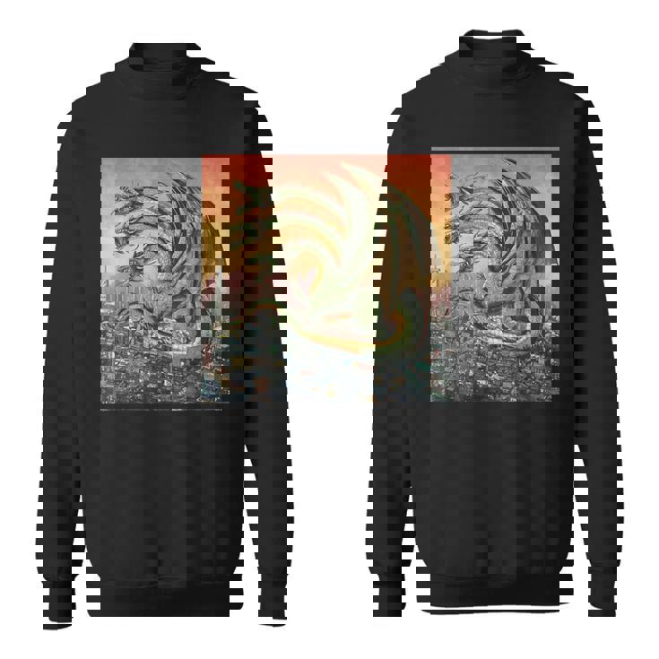 ヴィンテージ ドラゴンキング ギドラ アート 夕日 日本人 キッズ 男性 スウェットシャツ