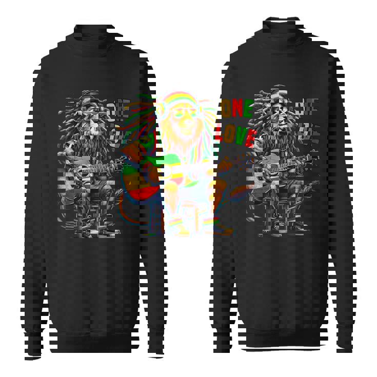 ヴィンテージ ラスタ ライオン レゲエ 音楽 One Loveibe ギター グラフィック スウェットシャツ