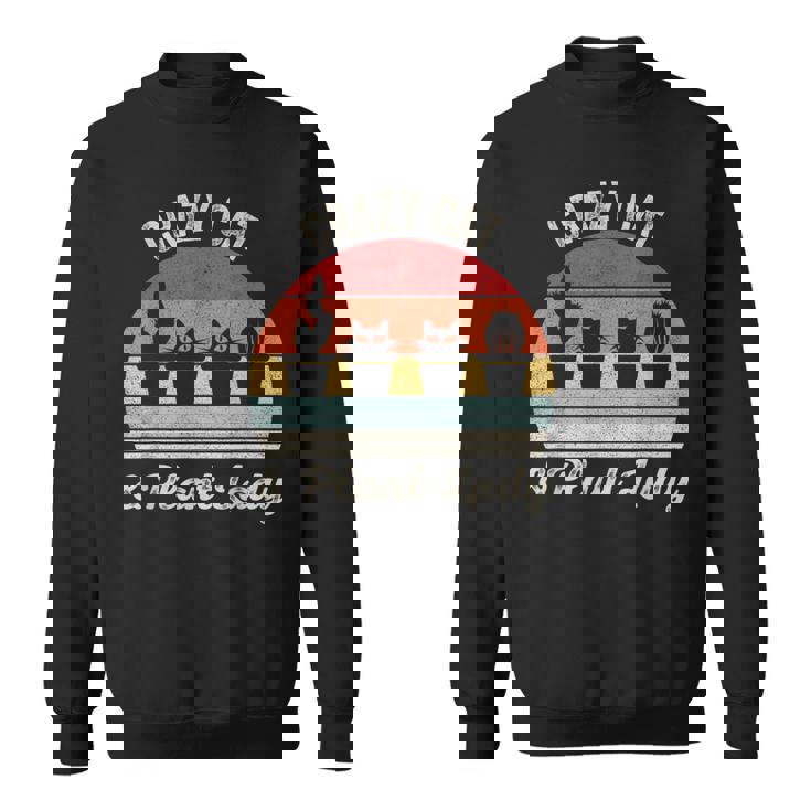 ヴィンテージ レトロ クレイジー キャット & プラント レディ サボテン 多肉植物 ママ スウェットシャツ