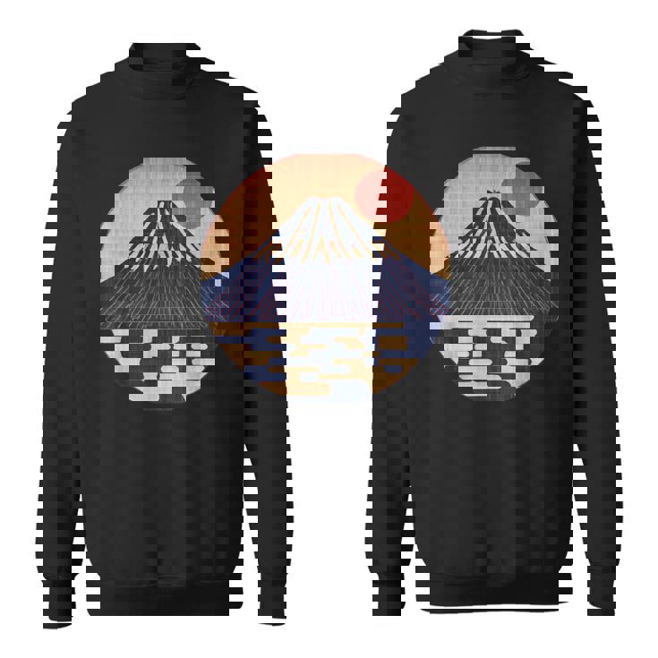 ヴィンテージ 和 富士山 山の上の日本の舞う太陽 スウェットシャツ