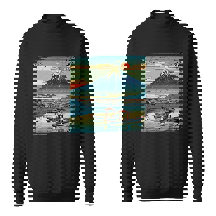 ヴィンテージ 日本の富士山 山に昇る太陽 スウェットシャツ