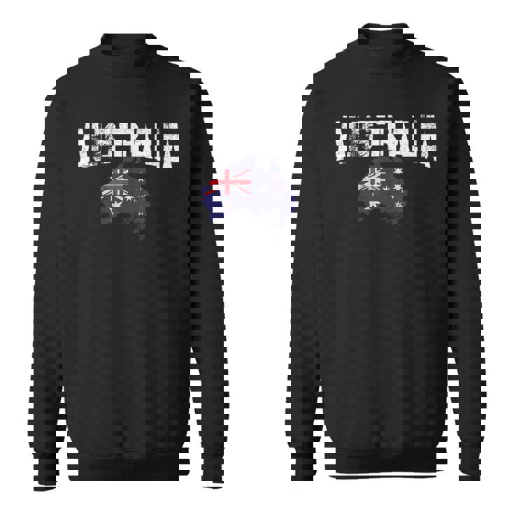 ヴィンテージオーストラリア地図、オーストラリア国旗お土産tシャツ。 スウェットシャツ