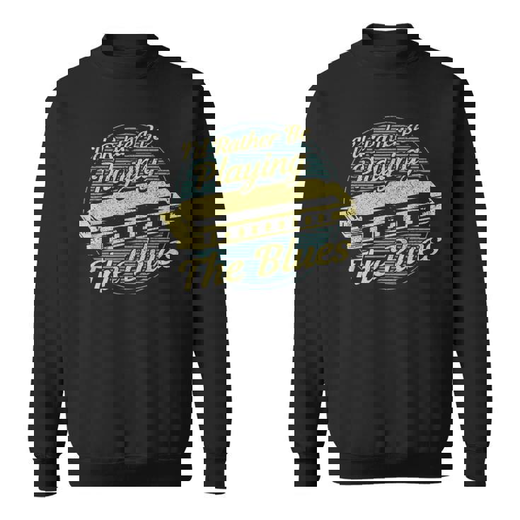 ヴィンテージスタイルの音楽家ハーモニカ ブルース スウェットシャツ