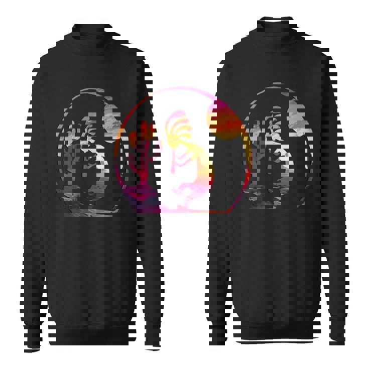 ヴィンテージネイティブアメリカンシンボル サンセット ココペリ スウェットシャツ