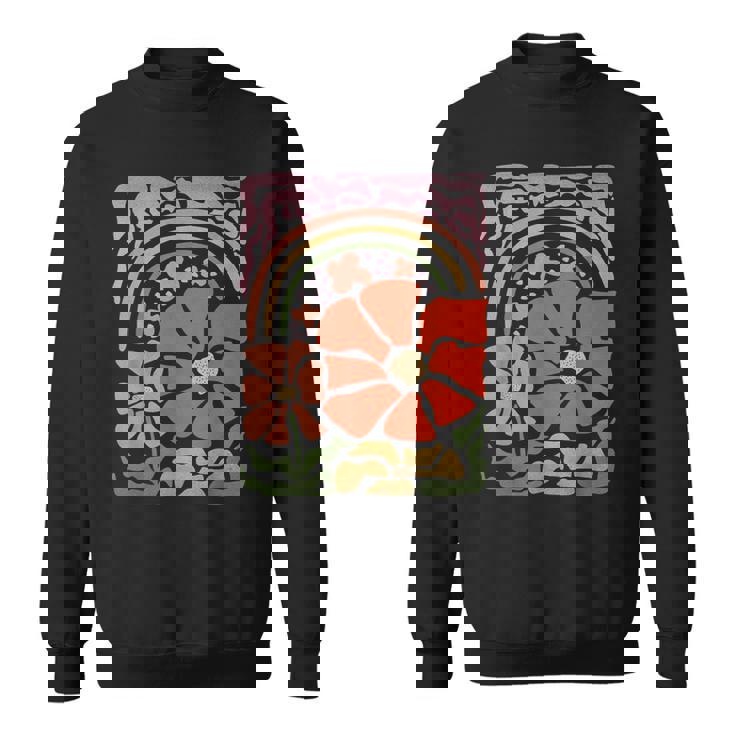 ヴィンテージフラワーレトロルックナチュラルヒッピーバイブ。 スウェットシャツ