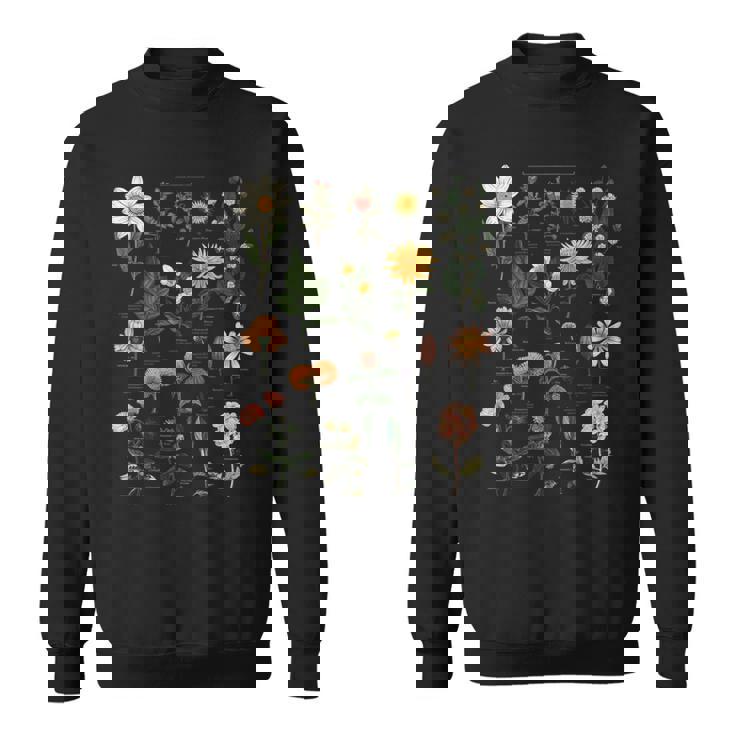 ヴィンテージ風フラワーボタニカルチャートグラフィックtシャツ スウェットシャツ