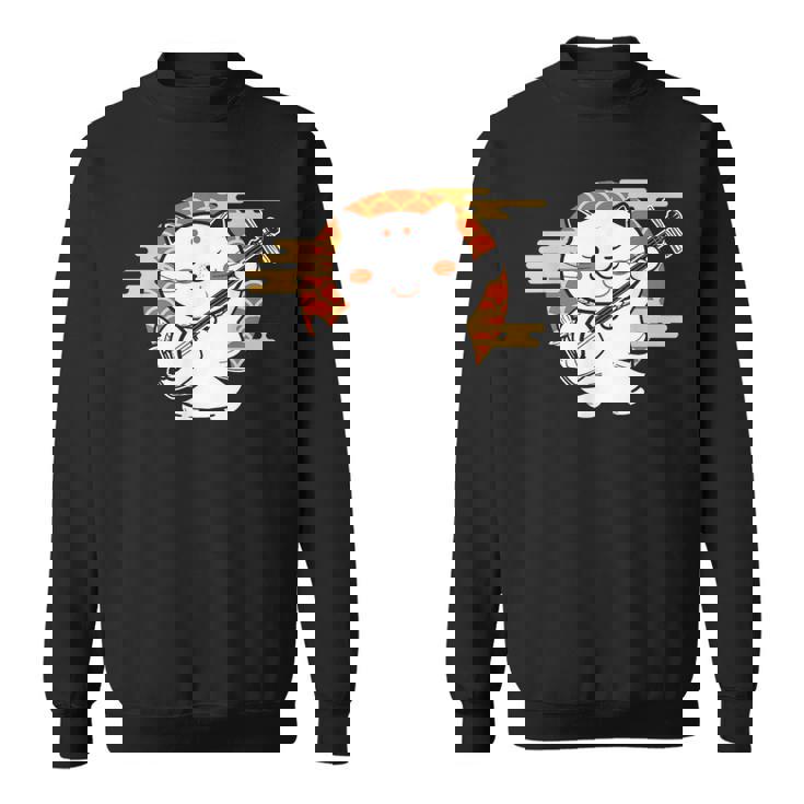 三味線で遊ぶ猫 スウェットシャツ