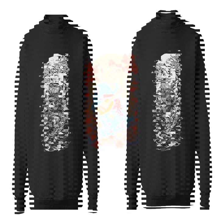 三味線猫 ヴィンテージ 日本 鬼 デザイン スウェットシャツ